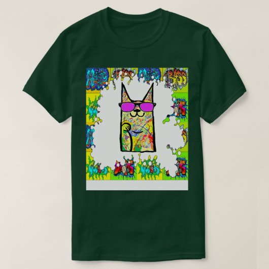 T-shirt graffiti de chat art cool (Design devant)