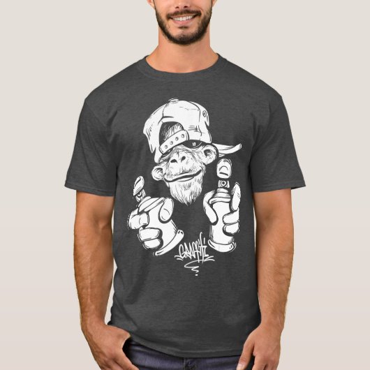 T-shirt Graffiti de singe Hip hop Rap musique Ape graphiqu (Devant)