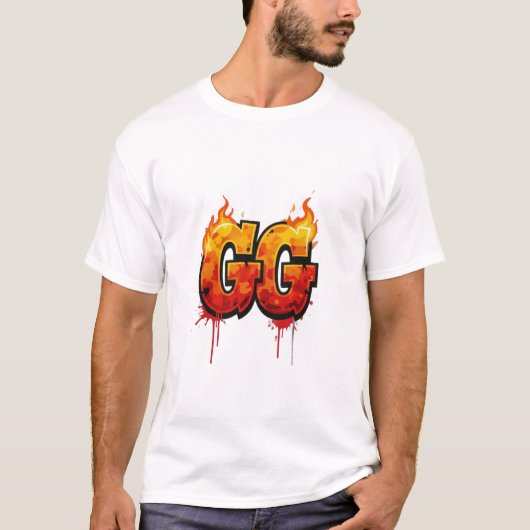 T-shirt 🔥 Graffiti de style "GG" flamboyant (Devant)