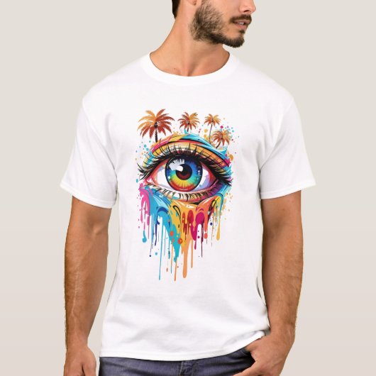 T-shirt Graffiti illustration de l'oeil coloré (Devant)