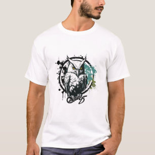 T-shirt Graffiti Peinture Chouette Oiseau Peinture Art Cré