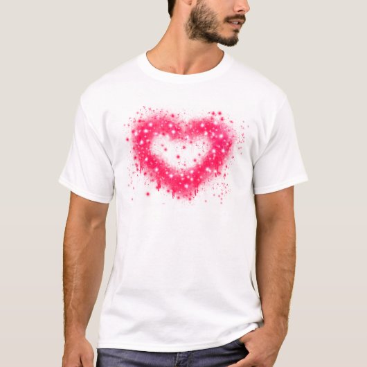 T-shirt Graffiti peinture rose brillant design coeur (Devant)