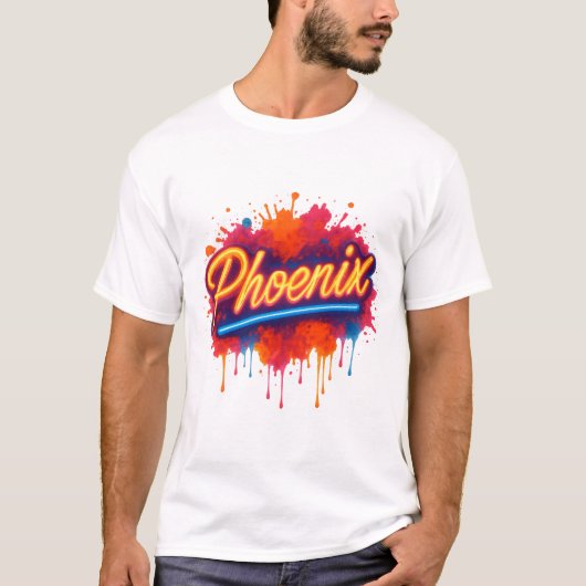 T-shirt Graffiti Phoenix Neon - Retro Street Art Glow (Devant)