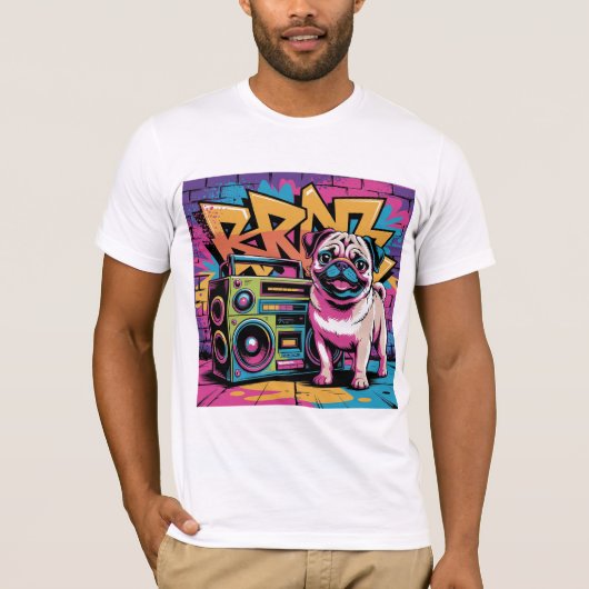 T-shirt Graffiti Pug (Devant)