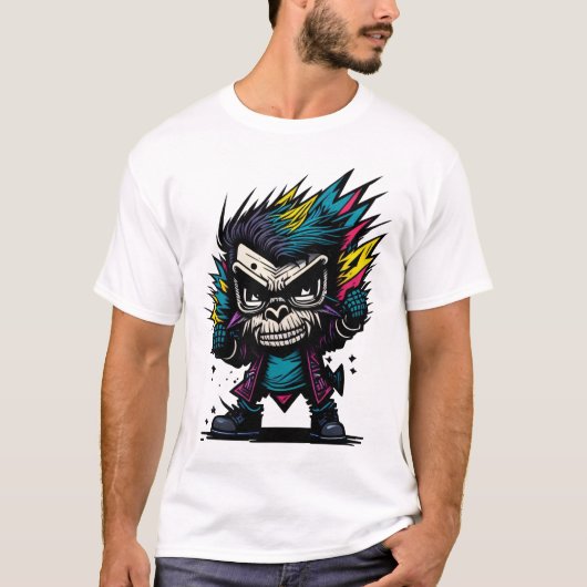 T-shirt Graffiti Punk Monkey Tee ! (Devant)