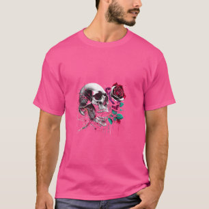 T-shirt Graffiti Rose crâne - Edgy Vector Art