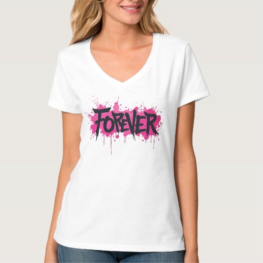 T-shirt Graffiti rose "FOREVER" (Devant)