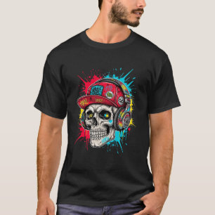 T-shirt Graffiti Skull DJ - Neon Street Art Headphone