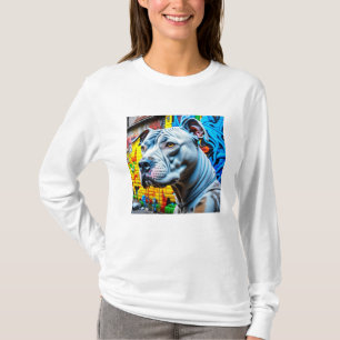 T-shirt Graffiti Street Art Blanc Pitbull Lover