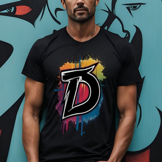 T-shirt Graffiti Style Lettre "D" Monogramme personnalisab