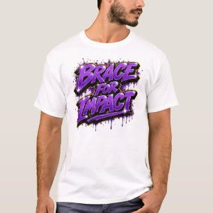 T-shirt Graffiti violet gras « Se préparer à l'impact »