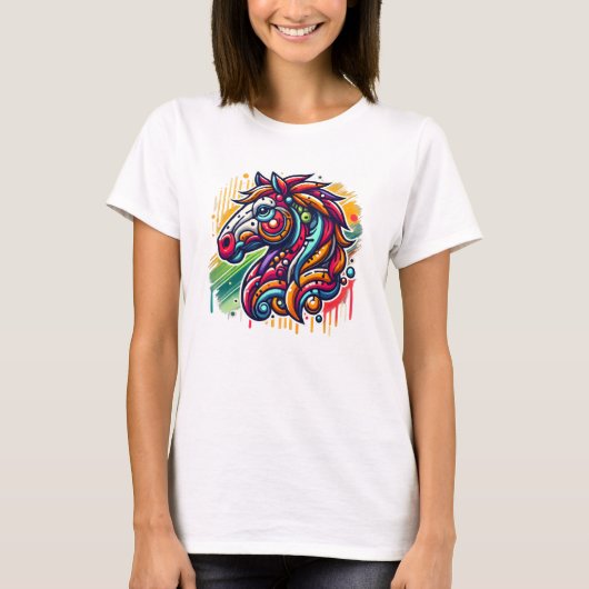 T-shirt Grafity cheval coloré (Devant)