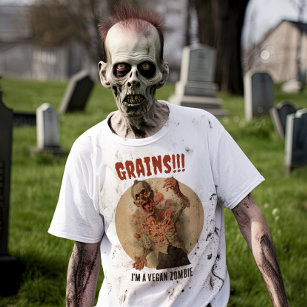 T-shirt Grains Je suis un Vegan Zombie Drôle Horreur Vinta