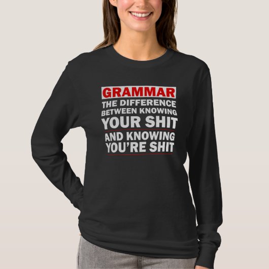 T-shirt Grammaire La Différence Entre Connaître (Devant)