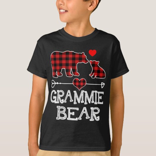 T-shirt Grammie Bear Christmas Pajama Red Plaid Buffalo Fa (Devant)