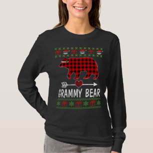 T-shirt Grammy Bear Père Noël Red Plaid Family Pajamas Pou