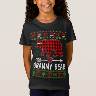 T-Shirt Grammy Bear Père Noël Red Plaid Family Pajamas Pou
