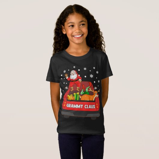 T-Shirt Grammy Claus Camion Rouge Père Noël Reindeer Elf C (Devant entier)