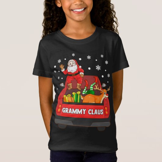 T-Shirt Grammy Claus Camion Rouge Père Noël Reindeer Elf C (Devant)