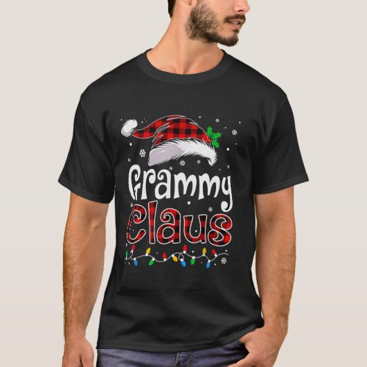 T-shirt Grammy Claus Lumières de Noël Pyjama Famille Match (Devant)