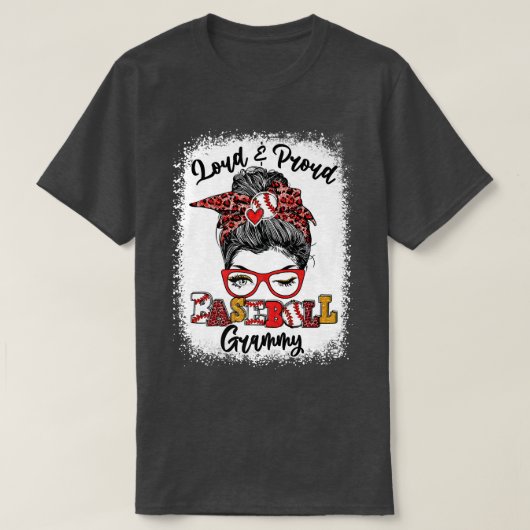 T-shirt Grammy De Baseball Fort Et Fière, Bun Messy Bleach (Design devant)