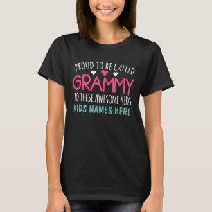 T-shirt Grammy fière avec les noms des petits enfants
