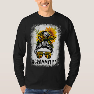 T-shirt Grammy Life Messy Cheveux Bun Tournesol Femme Mère