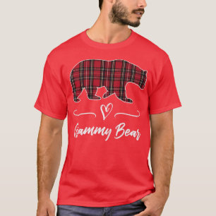 T-shirt Grammy Ours Rouge Tartan Plaid Coeur Amusant Grand