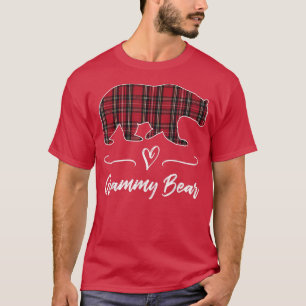 T-shirt Grammy Ours Rouge Tartan Plaid Coeur Amusant Grand