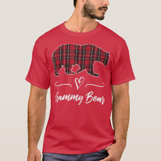 T-shirt Grammy Ours Rouge Tartan Plaid Coeur Amusant Grand