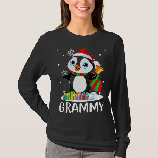 T-shirt Grammy Penguins Santa Hat Funny Noël Matching (Devant)