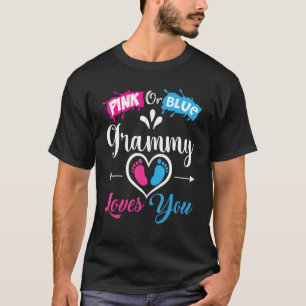 T-shirt Grammy Rose Ou Bleu Vous Aime Bébé Genre Révéler P
