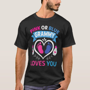 T-shirt Grammy Rose Ou Bleu Vous Aime Bébé Genre Révéler P