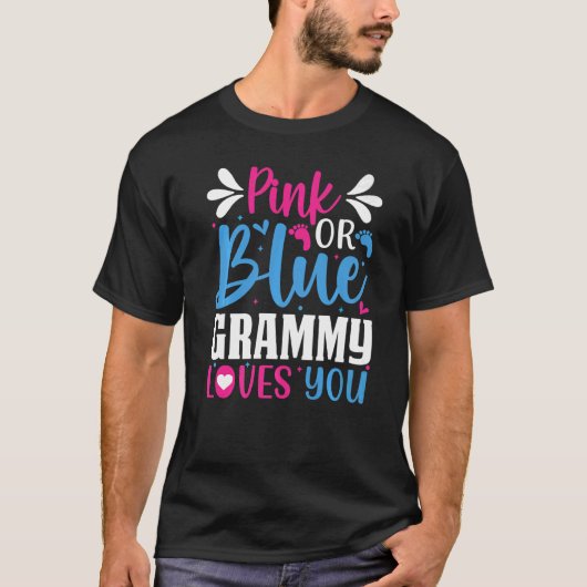 T-shirt Grammy Rose Ou Bleu Vous Aime Bébé Genre Révéler P (Devant)