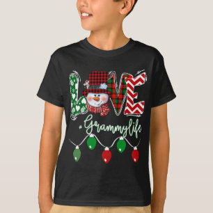 T-shirt Grammy Snowman Aimer Grammy Life Noël Plai rouge