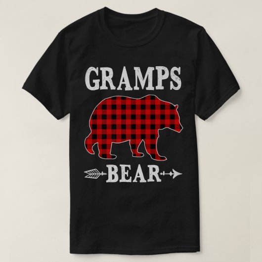 T-shirt Gramps Ours Pyjama de Noël Rouge Plaid Buffalo Fam (Design devant)