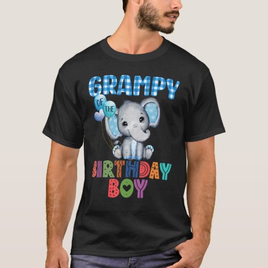 T-shirt Grampy Of The Birthday Boy Elephant Family Elephan (Devant)