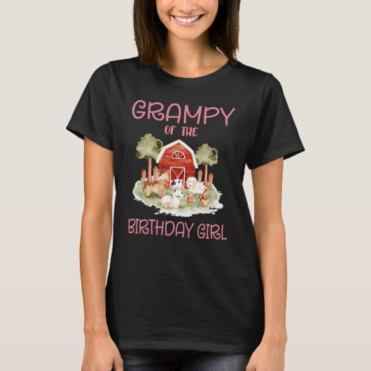 T-shirt Grampy of the Birthday For Girl Barnyard Farm Anim (Devant)