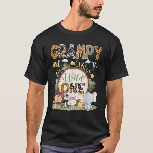 T-shirt Grampy Of The Wild Un 1Er Anniversaire Safari Enfa (Devant)
