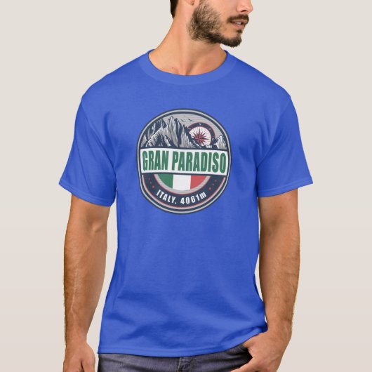T-shirt Gran Paradiso Italy Flag Mountain Hiking Design gi (Devant)