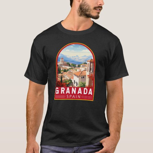 T-shirt Granada Espagne Travel Art Vintage (Devant)