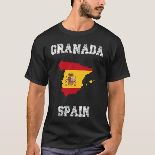T-shirt Granada Spain Vintage Spain Flag Map (Devant)