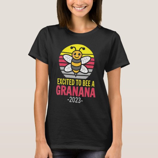 T-shirt Granana 2023 Bee Grandma Excited To Be A Gra (Devant)