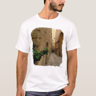 T-shirt Grand Bâtiment Et Entraîneur De La Rue Médiévale É