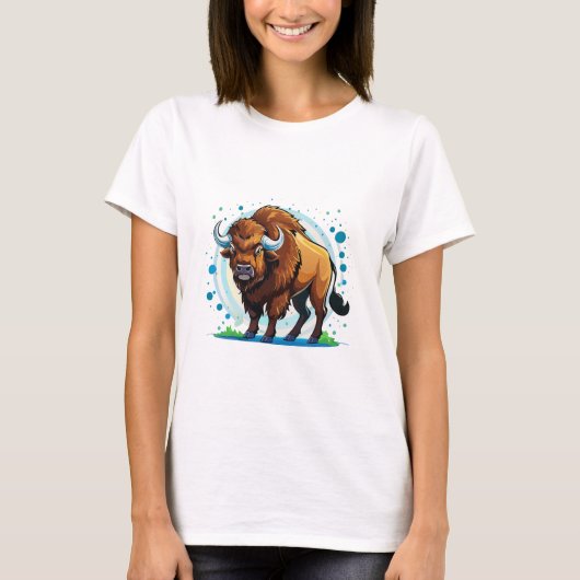 T-shirt grand bison à cornes (Devant)