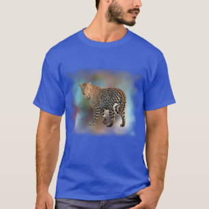 T-shirt Grand Bleu Léopard Moderne Élégant Modèle