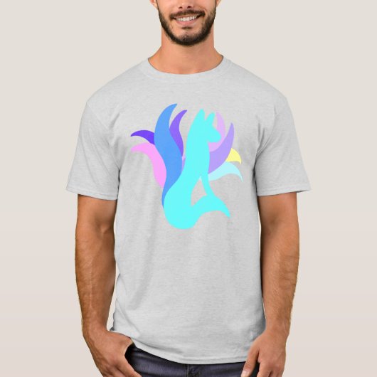 T-shirt Grand bleu multicolore Abstrait Ninetail Fox (Devant)