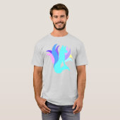 T-shirt Grand bleu multicolore Abstrait Ninetail Fox (Devant entier)