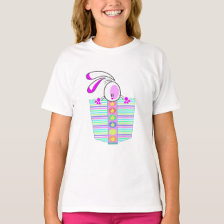 T-shirt Grand Bunny Pastel Coloré Poche de Pâques