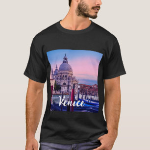 T-shirt Grand Canal avec gondoles et église à Venise